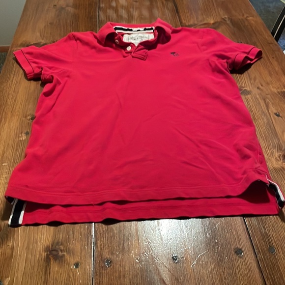 Abercrombie and Fitch Mens XL Muscle Polo Tshirt Red Moose Logo Workwear collar - Picture 8 of 10